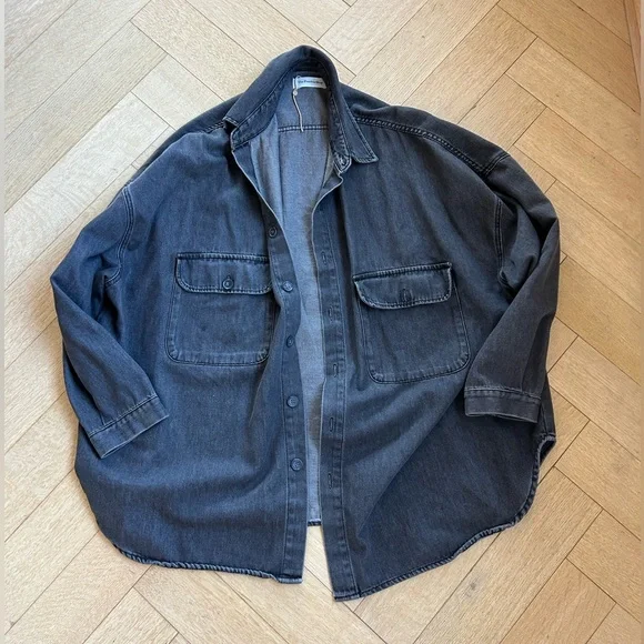 The Frankie Shop DALLAS DENIM OVERSHIRT - DARK GREY - Picture 3 of 7